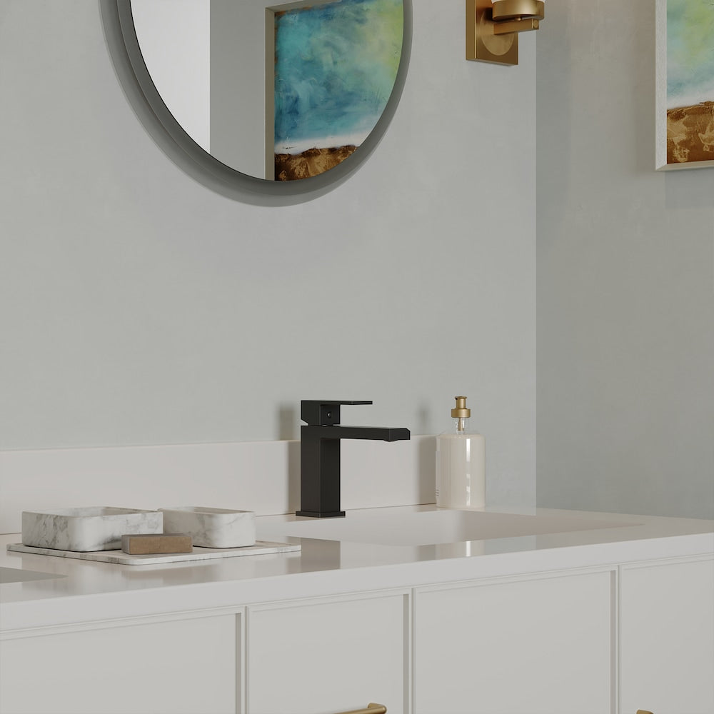 Robinet de salle de bain moderne à poignée unique et à trou unique pour lavabo Robinet de lavabo anti-goutte en noir