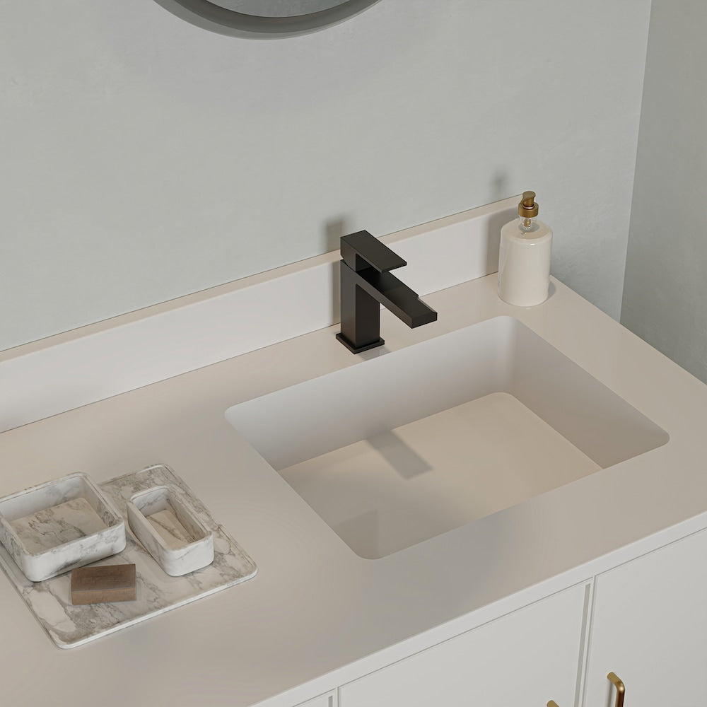Robinet de salle de bain moderne à poignée unique et à trou unique pour lavabo Robinet de lavabo anti-goutte en noir