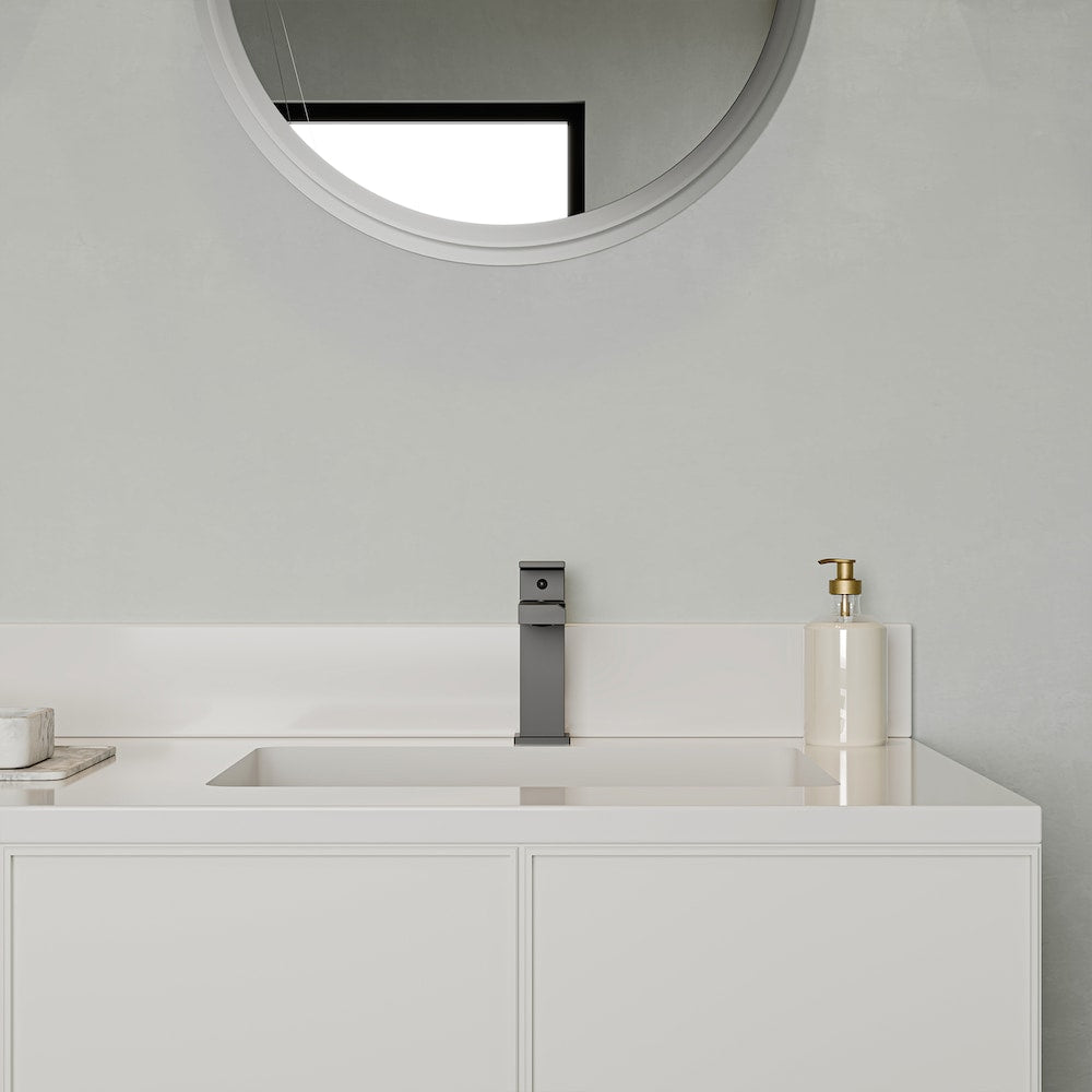 Robinet de salle de bain moderne à poignée unique et à trou unique pour lavabo Robinet de lavabo anti-goutte en noir