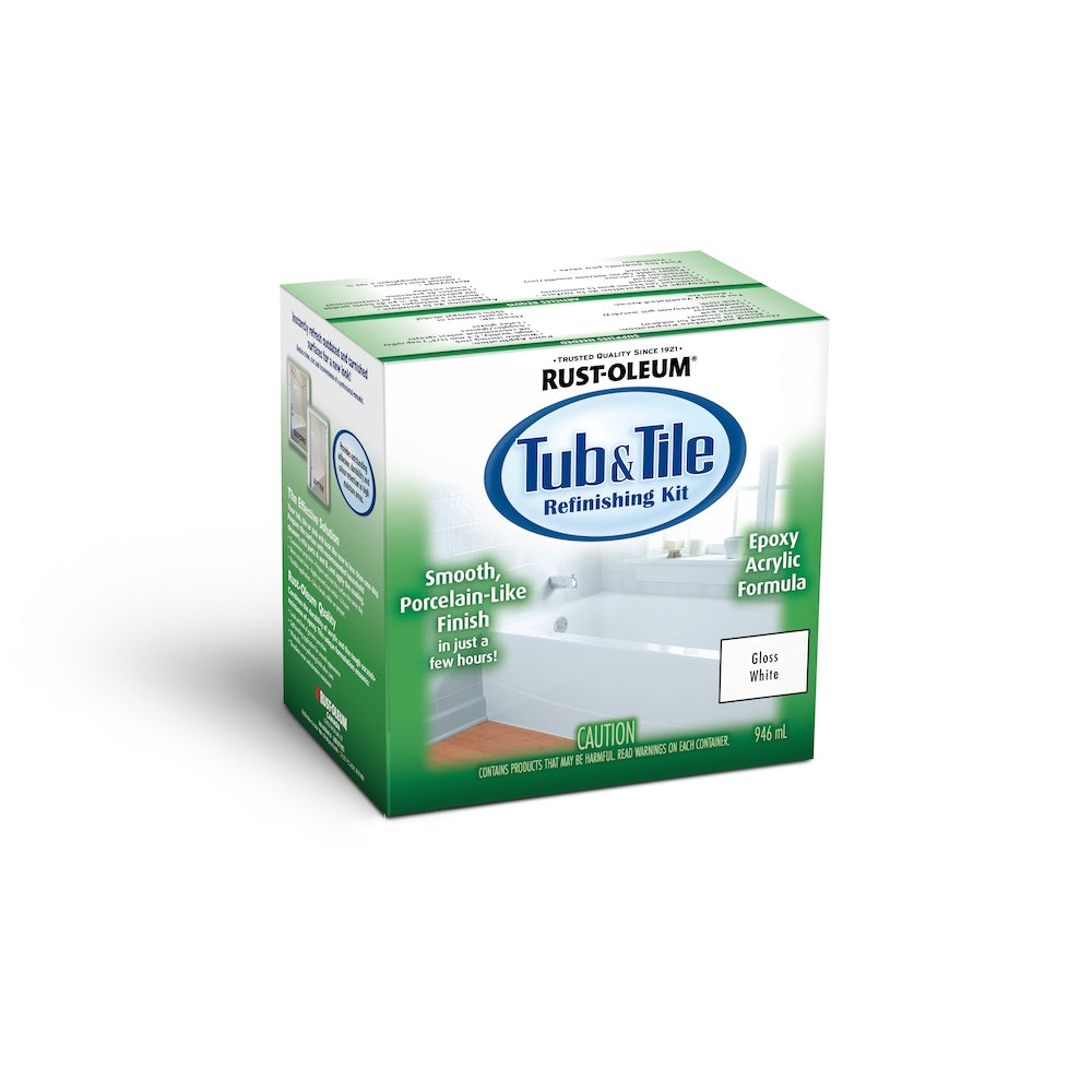 Kit de rénovation de baignoire et de carrelage en blanc brillant, 946 ml