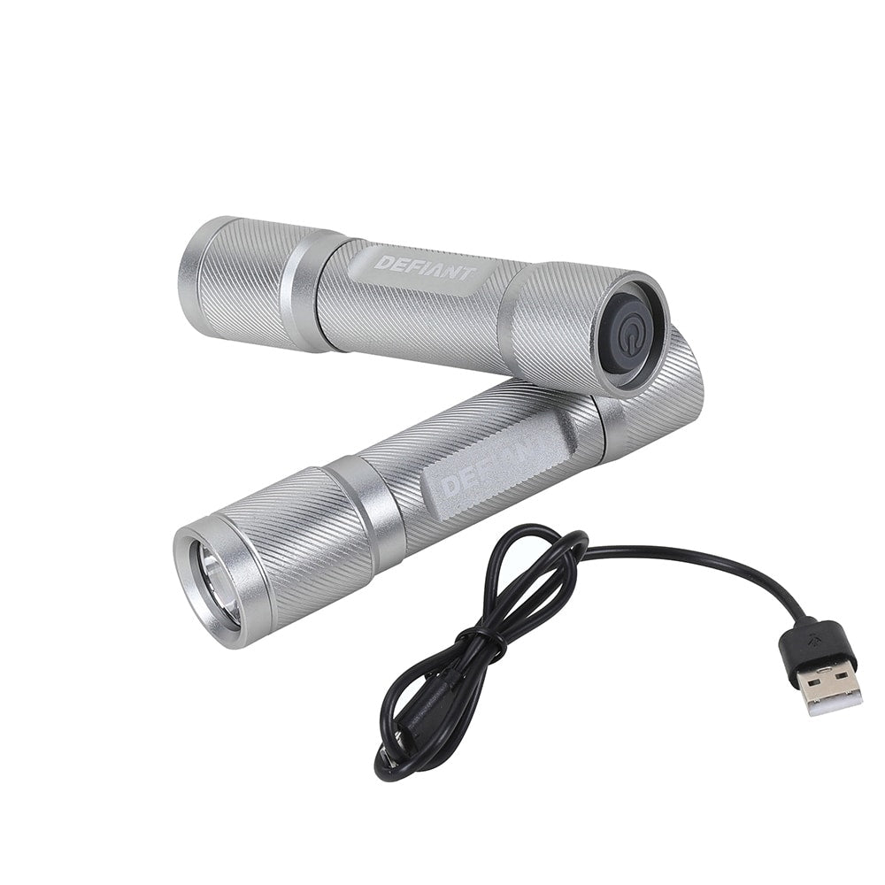 500-Lumen Rechargeable 3 Modes Aluminum LED Flashlight with (2) Micro USB Cables (2-Pack)
