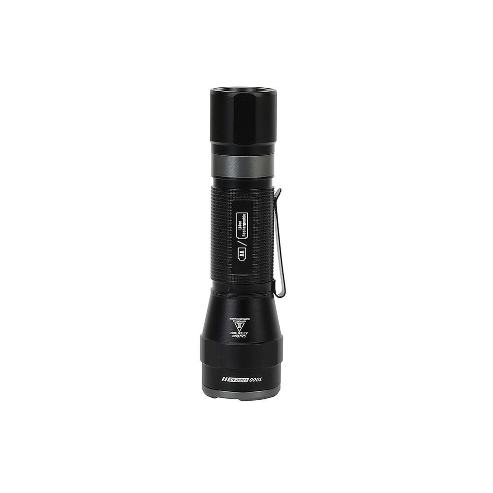 Lampe de poche rechargeable à double puissance de 1 000 lumens en aluminium avec 4 modes de mise au point