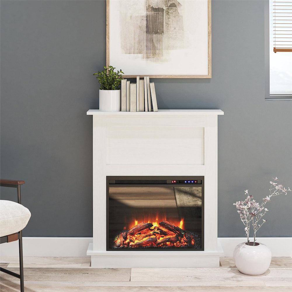 Ellsworth Fireplace with Mantel, White