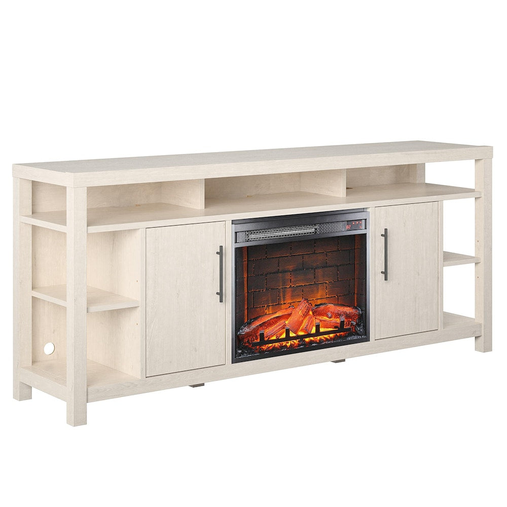 Garrick Electric Fireplace 75" TV Console, Ivory Oak