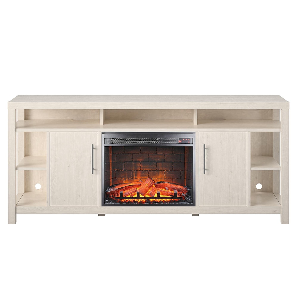 Garrick Electric Fireplace 75" TV Console, Ivory Oak