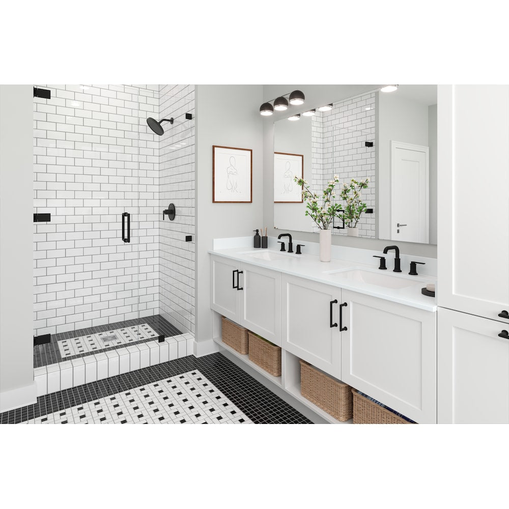 Robinet de lavabo de salle de bain à 2 poignées Maritime de 8 pouces, noir mat