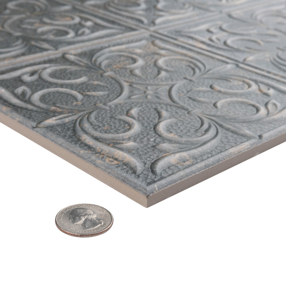 Sample - Antigua Lis Black 12-7/8 in. x 12-7/8 in. Porcelain Wall Tile