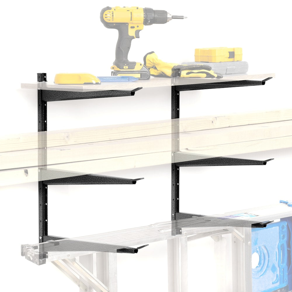 16 in. x 21 in. Heavy Duty Wall Rack, Adjustable 3 Tier Lumber Rack Holds 800 lbs.