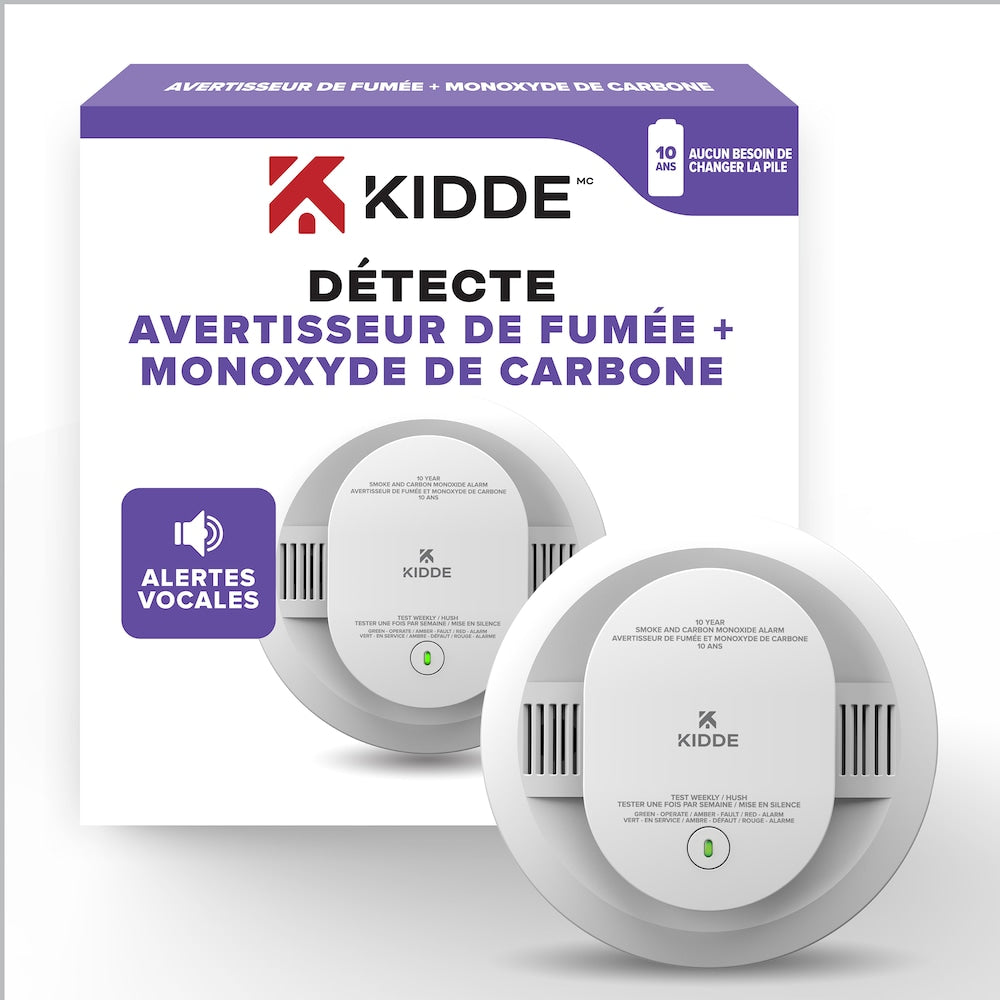 DÉTECTEUR DE FUMÉE ET DE CO À BATTERIE DE 10 ANS AVEC VOIX