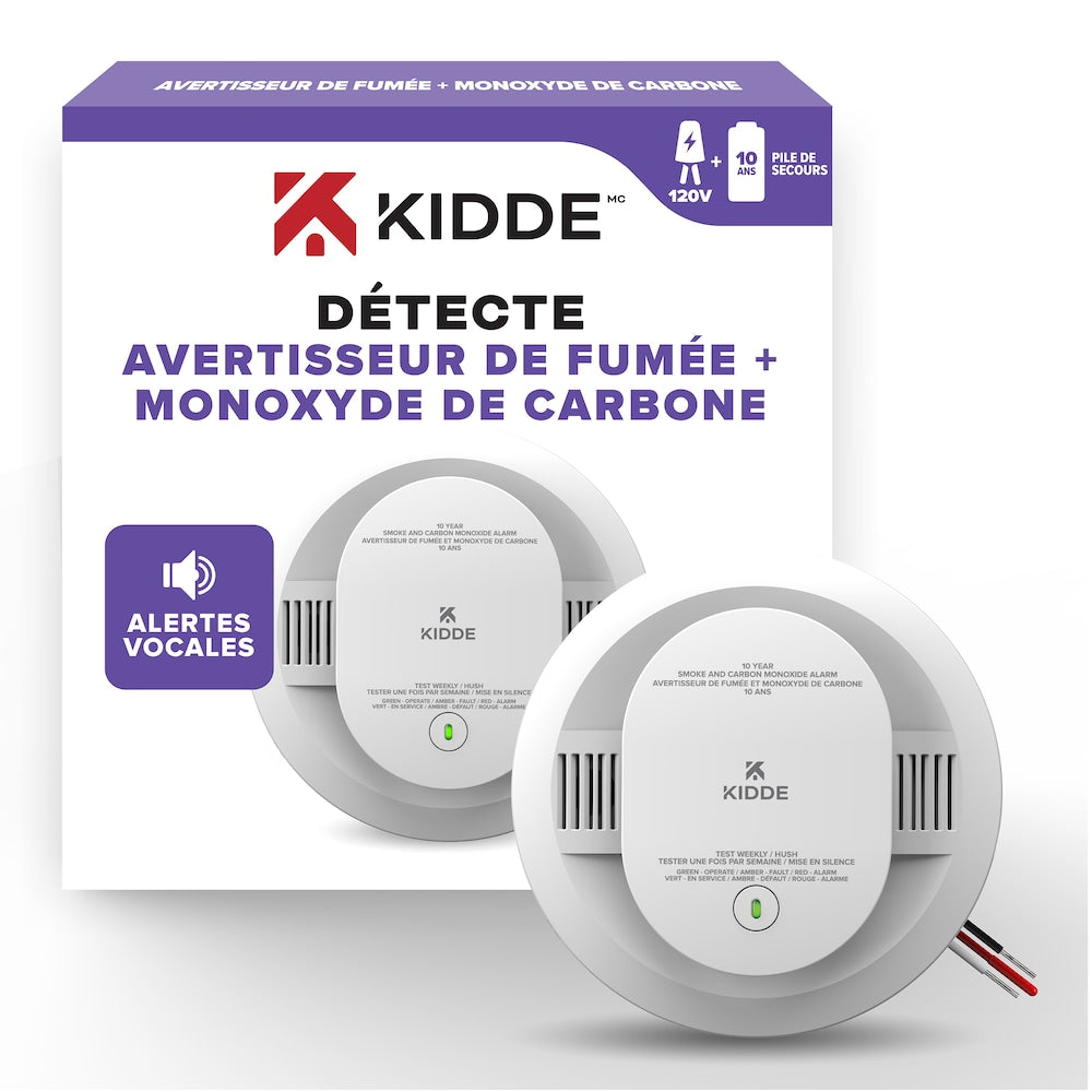 DÉTECTEUR DE FUMÉE ET DE CO À CÂBLE 3PK, 10 Y BBU