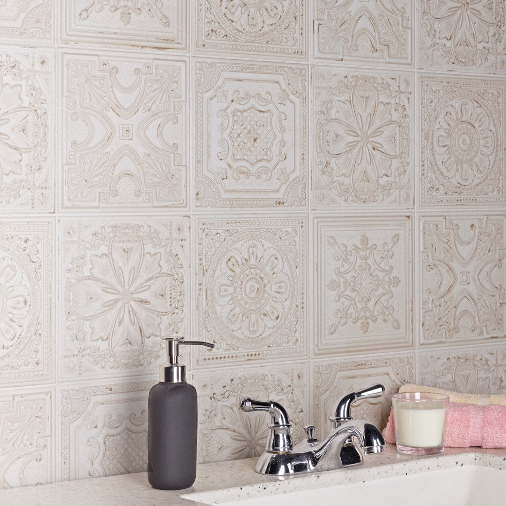 Carreaux muraux en céramique Fitz White de 8 po x 8 po (9,9 pi2/boîte)