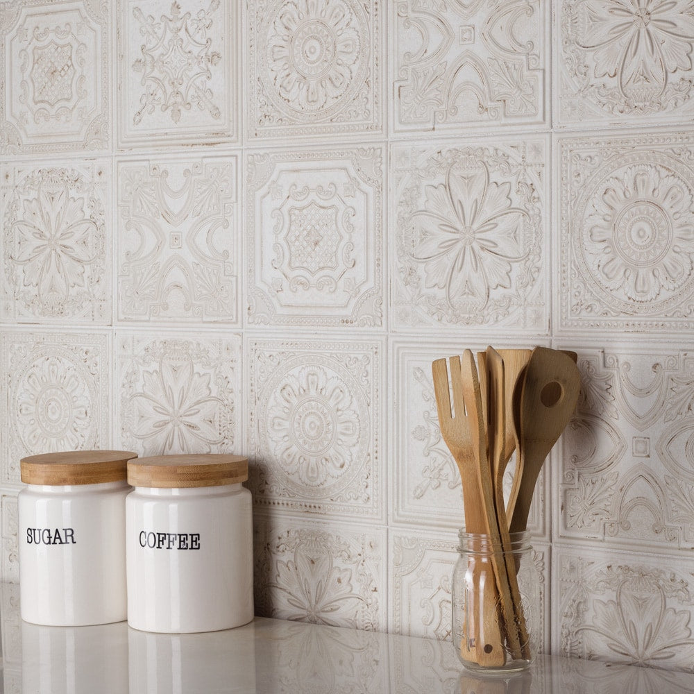 Carreaux muraux en céramique Fitz White de 8 po x 8 po (9,9 pi2/boîte)