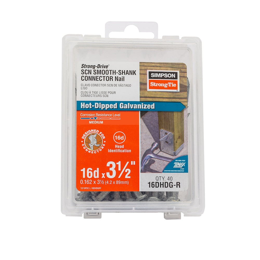 Clou connecteur à tige lisse Strong-Drive SCN 3-1/2 po x 0,162 po HDG (40 pièces)