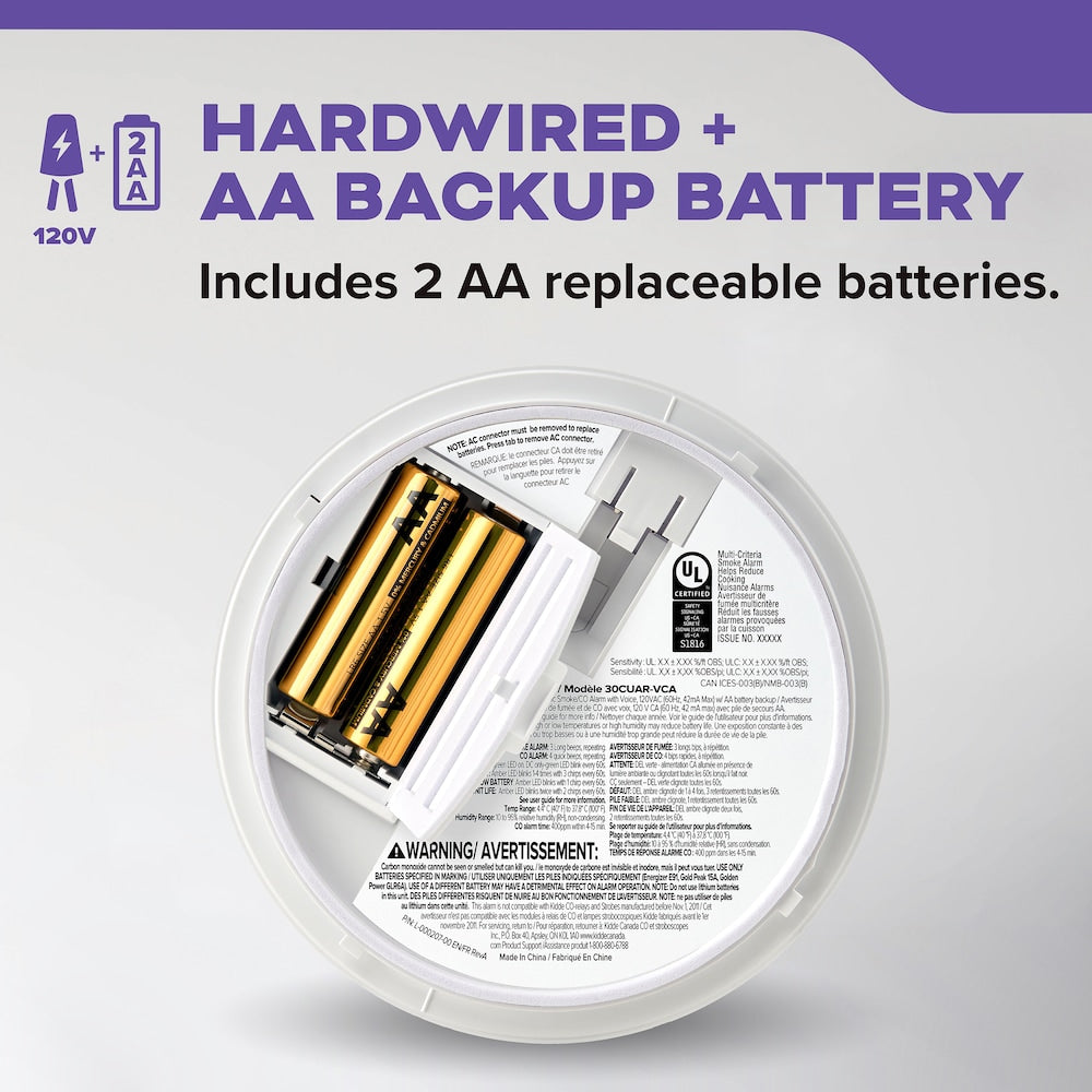 3PK HARDWIRE SMOKE CO ALARM VOICE BATBU