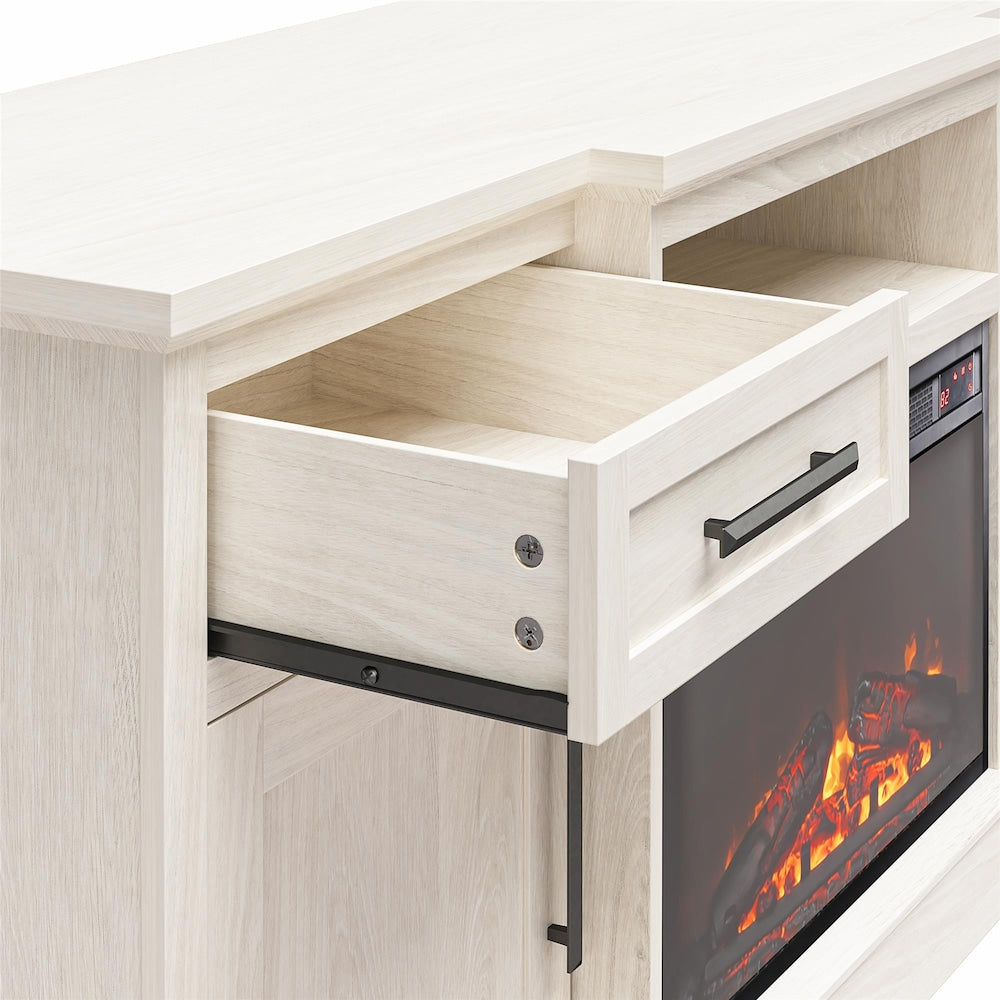 Ameriwood Home Gablewood Electric Fireplace & TV Console for TVs up to 65", White Oak