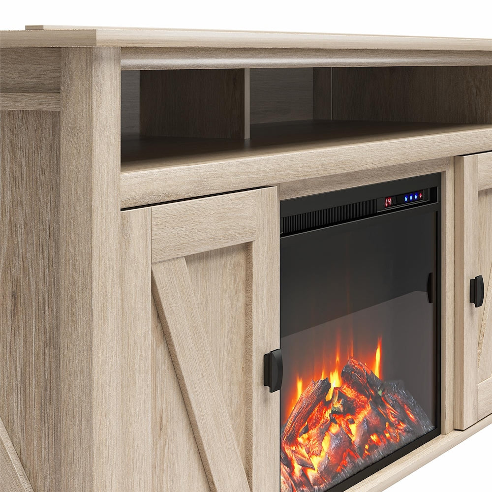 Ameriwood Home Farmington Electric Fireplace TV Console for TVs up to 60", Light Oak
