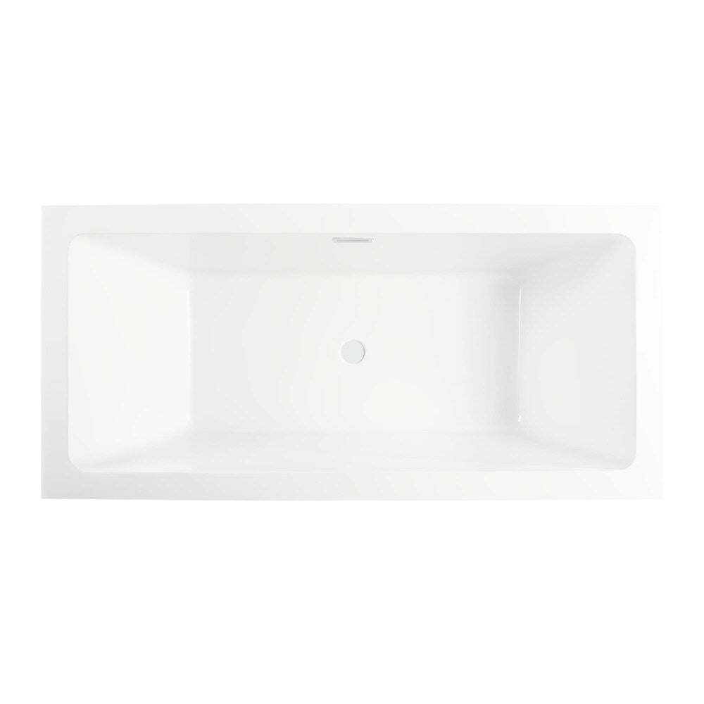 Strasbourg 5.6-ft. Freestanding Rectangular Soaker Bathtub with Center Drain in Pure White