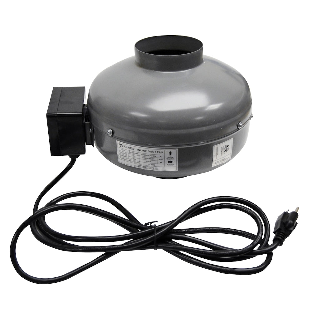 4" Grey Round Inline Duct Fan for Radon Removal 150CFM
