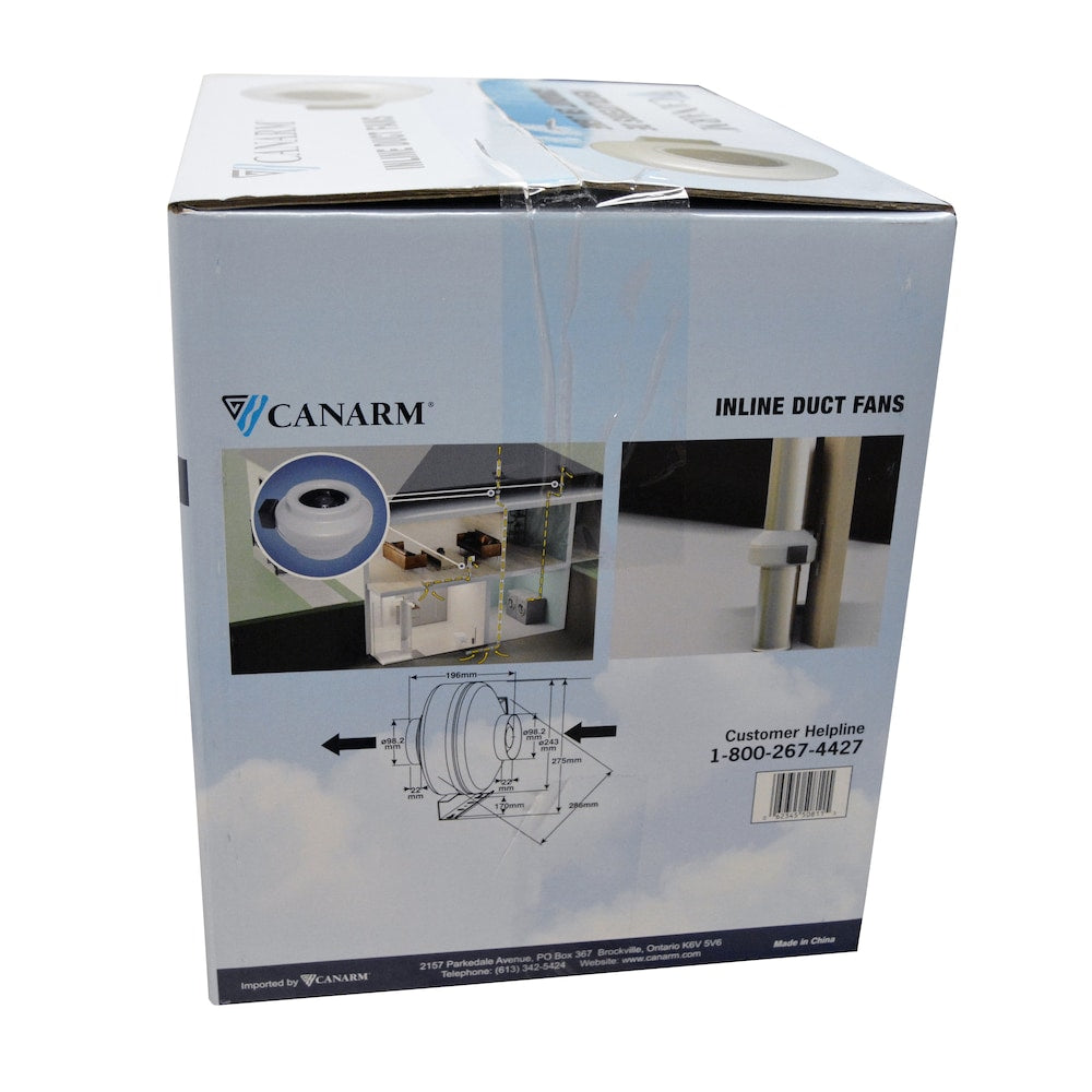 4" Grey Round Inline Duct Fan for Radon Removal 150CFM