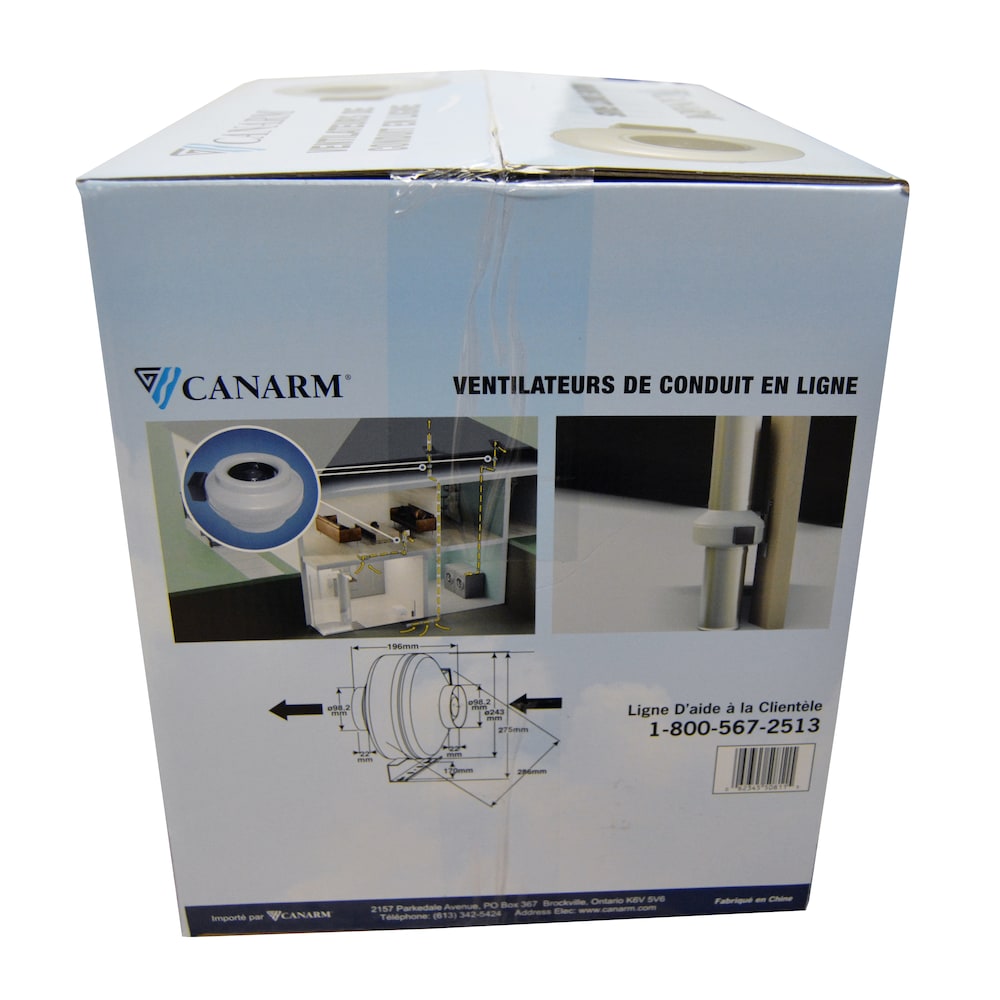 4" Grey Round Inline Duct Fan for Radon Removal 150CFM