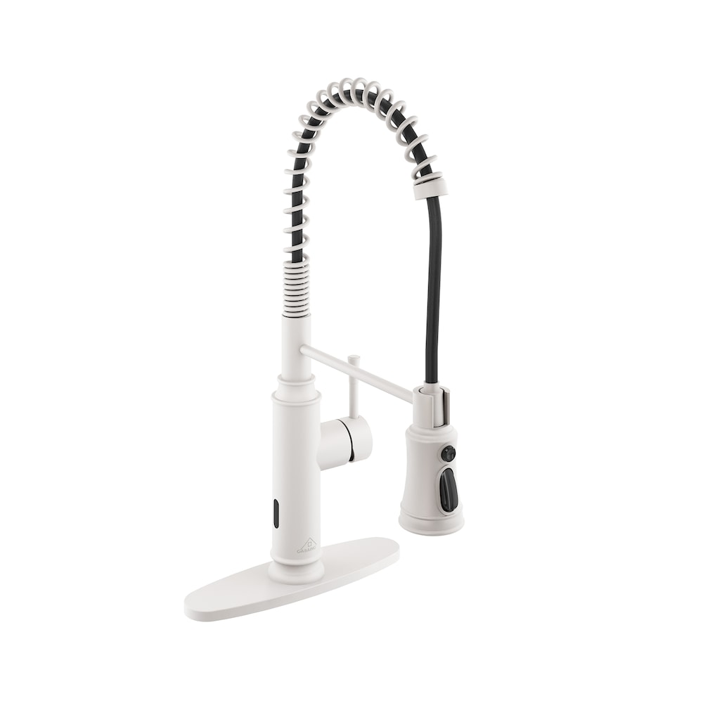 Robinet de cuisine à poignée unique avec douchette rétractable en blanc mat