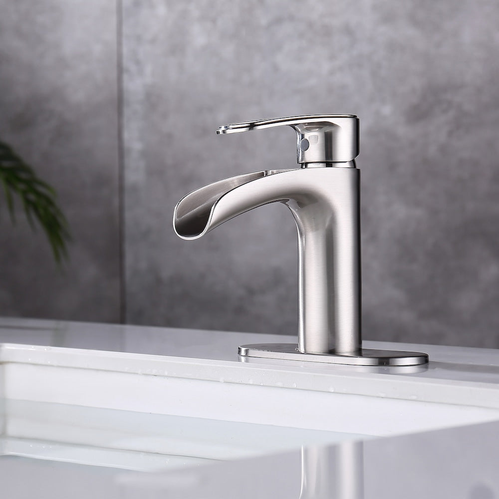 E2 1-Handle Single Hole Bathroom Faucet in Brushed Nickel