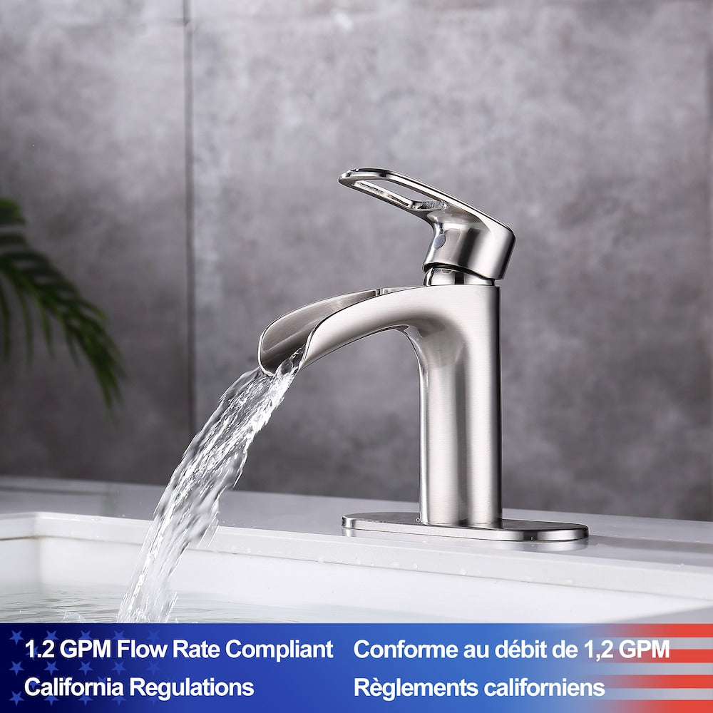 E2 1-Handle Single Hole Bathroom Faucet in Brushed Nickel
