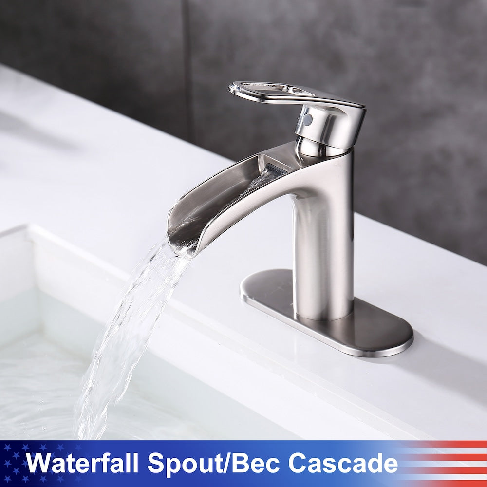 E2 1-Handle Single Hole Bathroom Faucet in Brushed Nickel