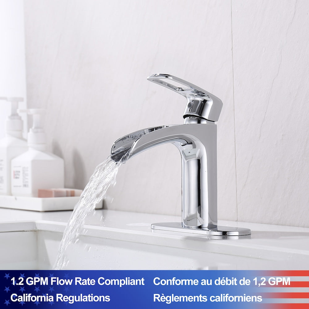 Robinet de salle de bain monotrou à 1 poignée E2 en chrome