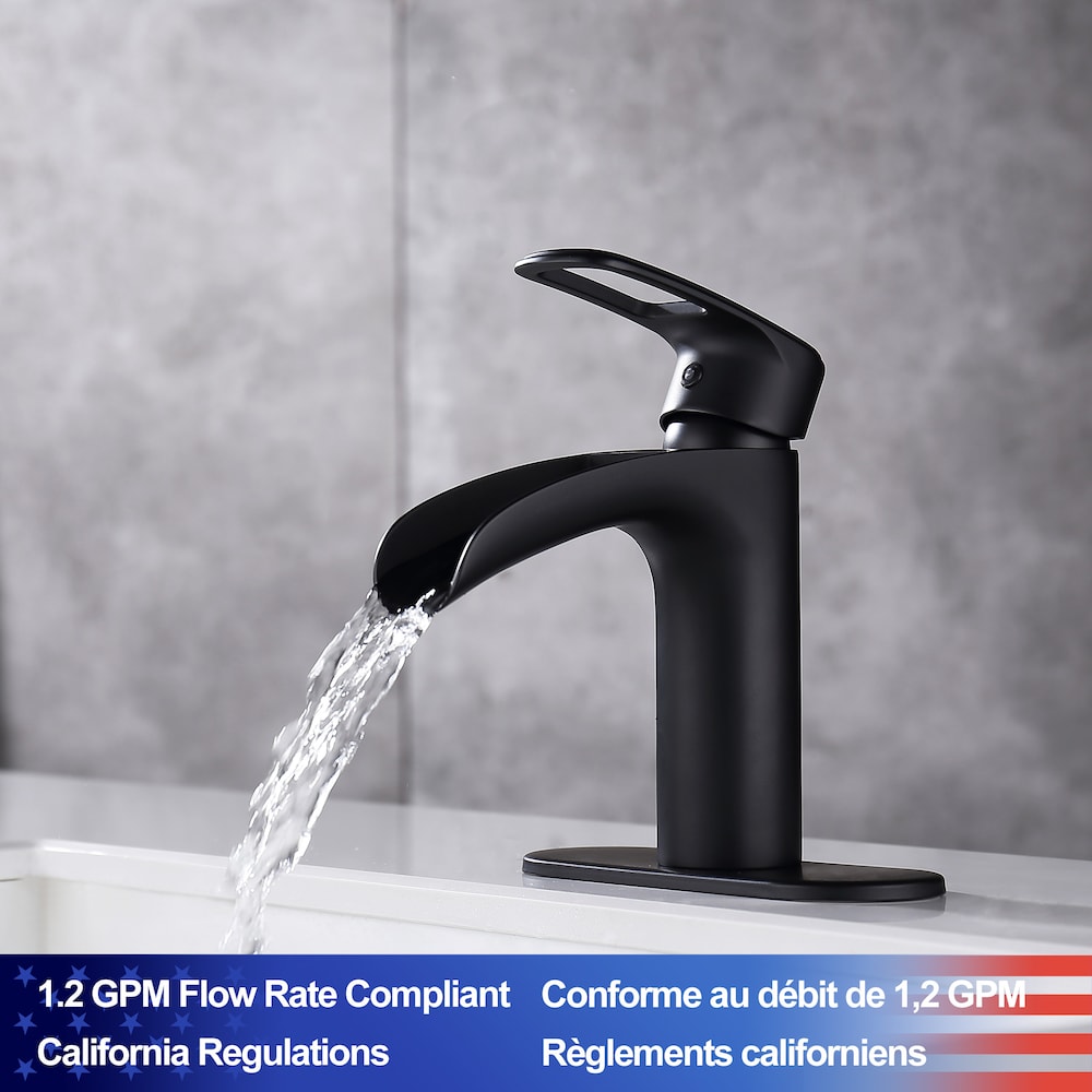 Robinet de salle de bain monotrou à 1 poignée E2 en noir mat