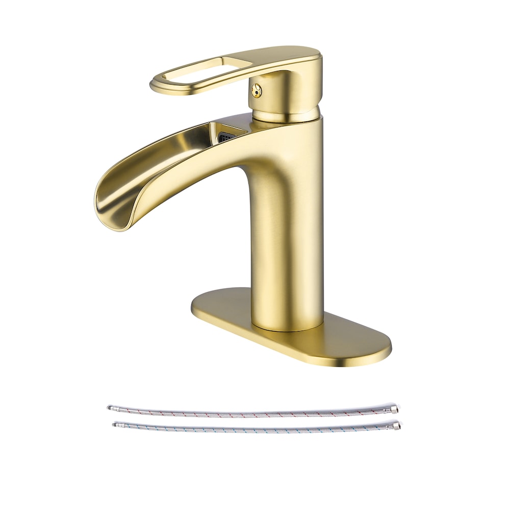 Robinet de salle de bain monotrou à 1 poignée E2 en or brossé