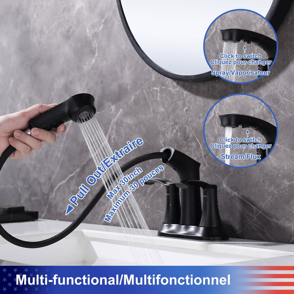 I2 2-Handle Centerset Bathroom Faucet in Matte Black