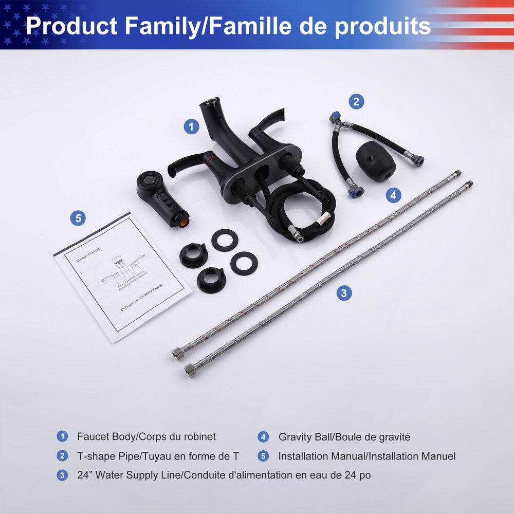 I2 2-Handle Centerset Bathroom Faucet in Matte Black