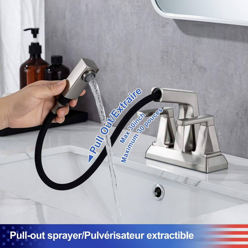 J2 2-Handle Centerset Faucet Bathroom Faucet in Brushed Nickel