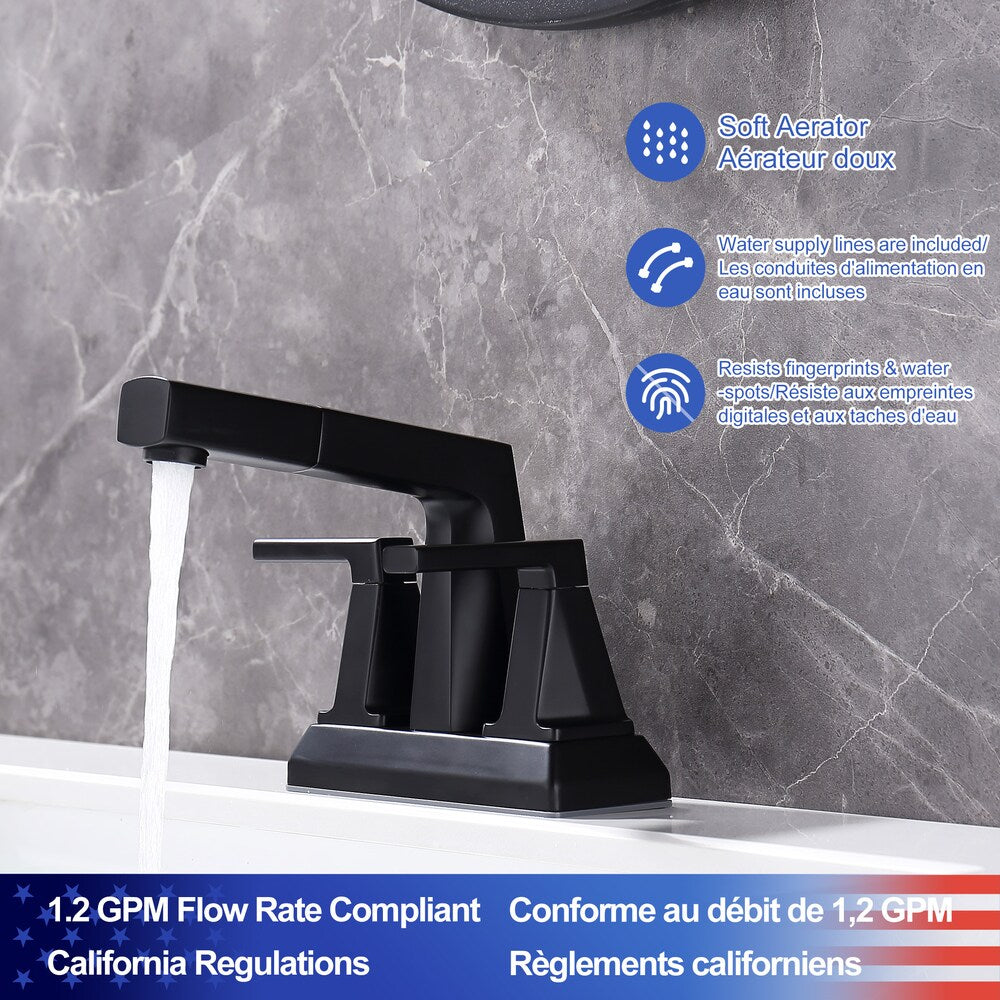 Robinet de salle de bain central à 2 poignées J2 en noir mat