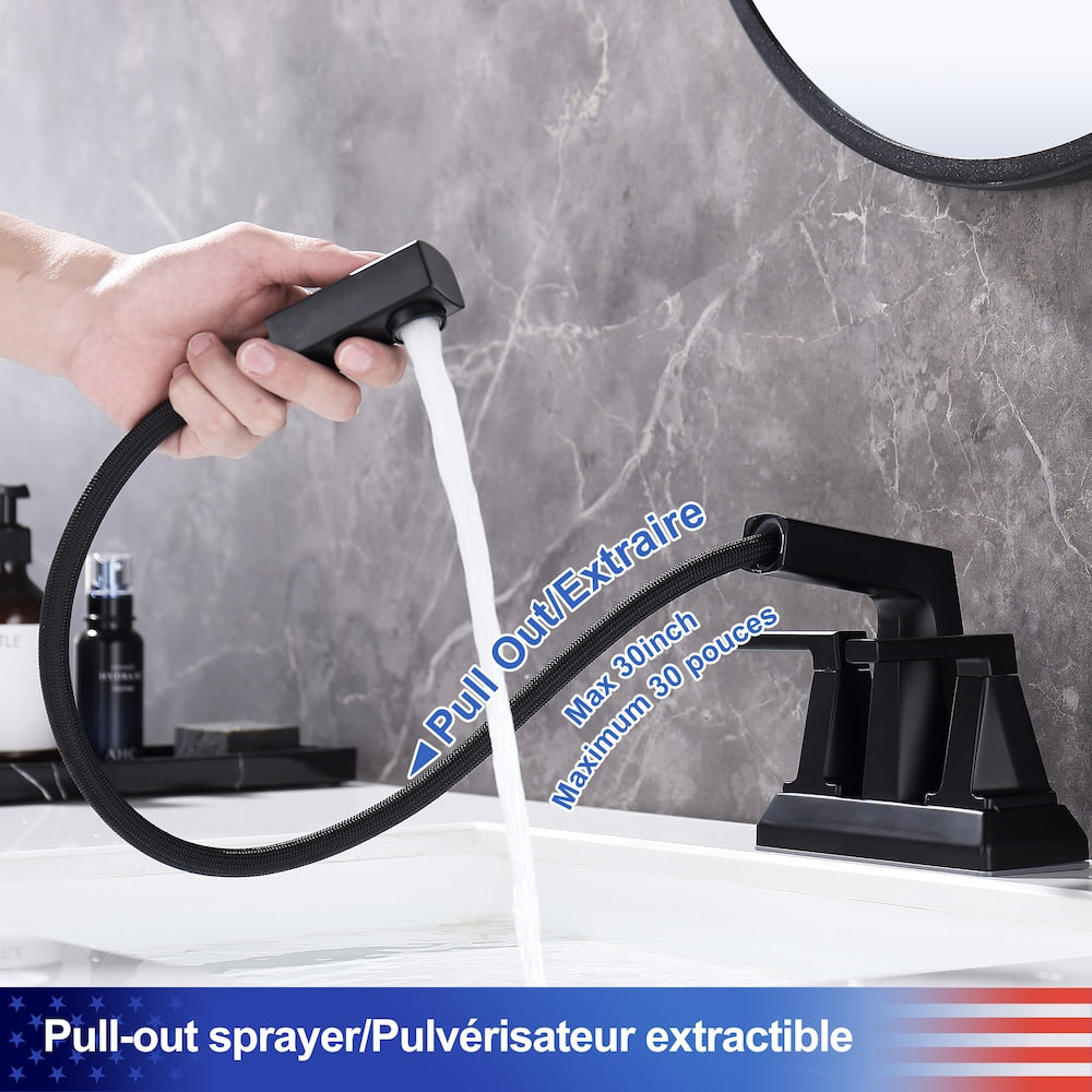 Robinet de salle de bain central à 2 poignées J2 en noir mat