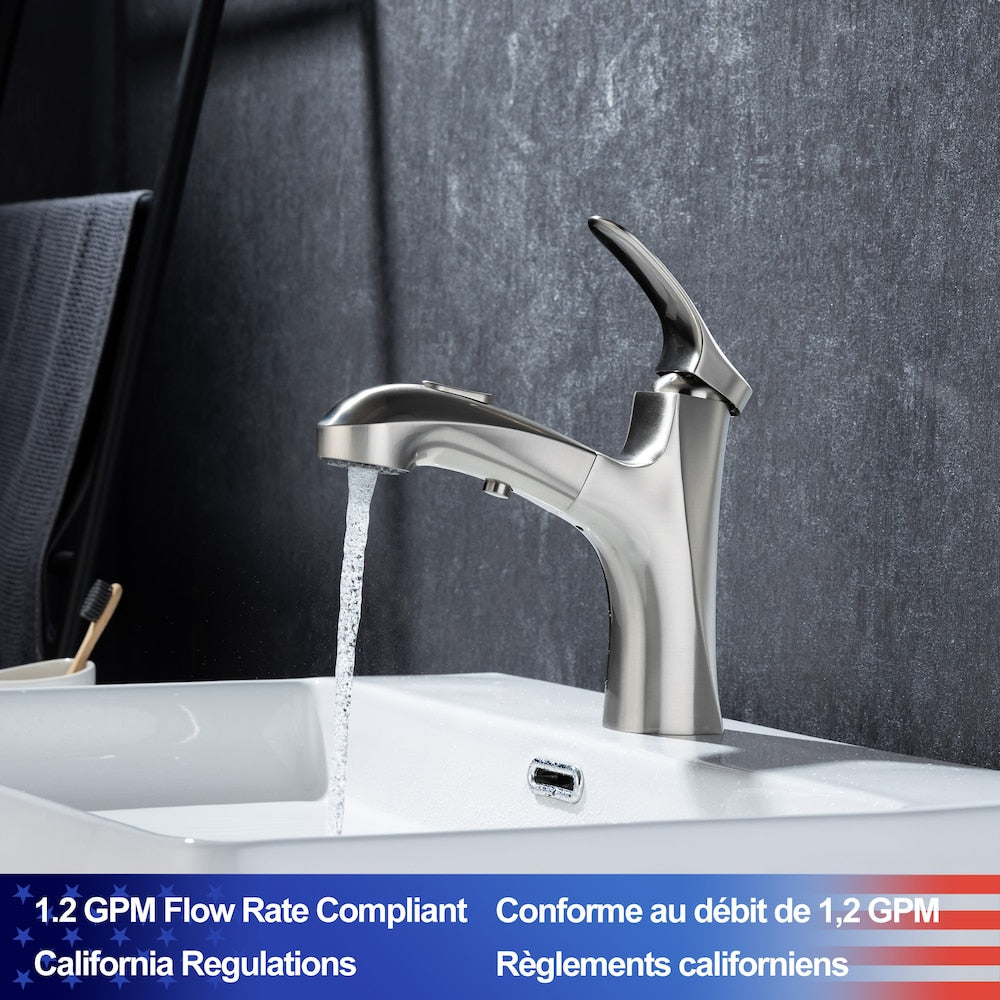 Robinet de salle de bain à 1 poignée pour lavabo C1 en nickel brossé