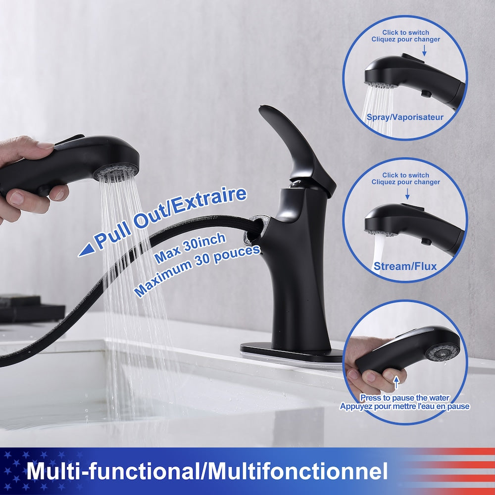 Robinet de salle de bain à 1 poignée pour lavabo C1 en noir mat