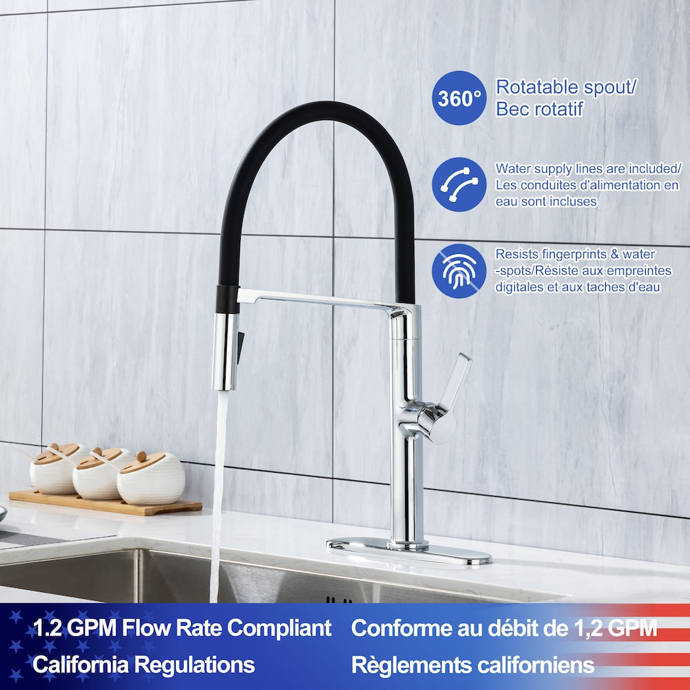 Robinet de cuisine à 1 poignée magnétique et extractible C3 en chrome