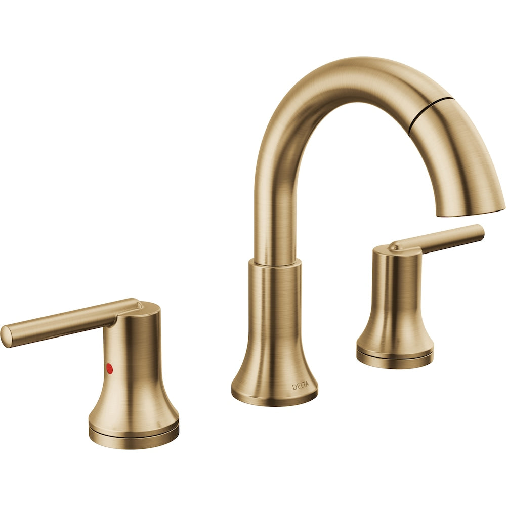 Robinet de salle de bain à deux poignées et à bec rétractable Trinsic de 8 po en bronze champagne