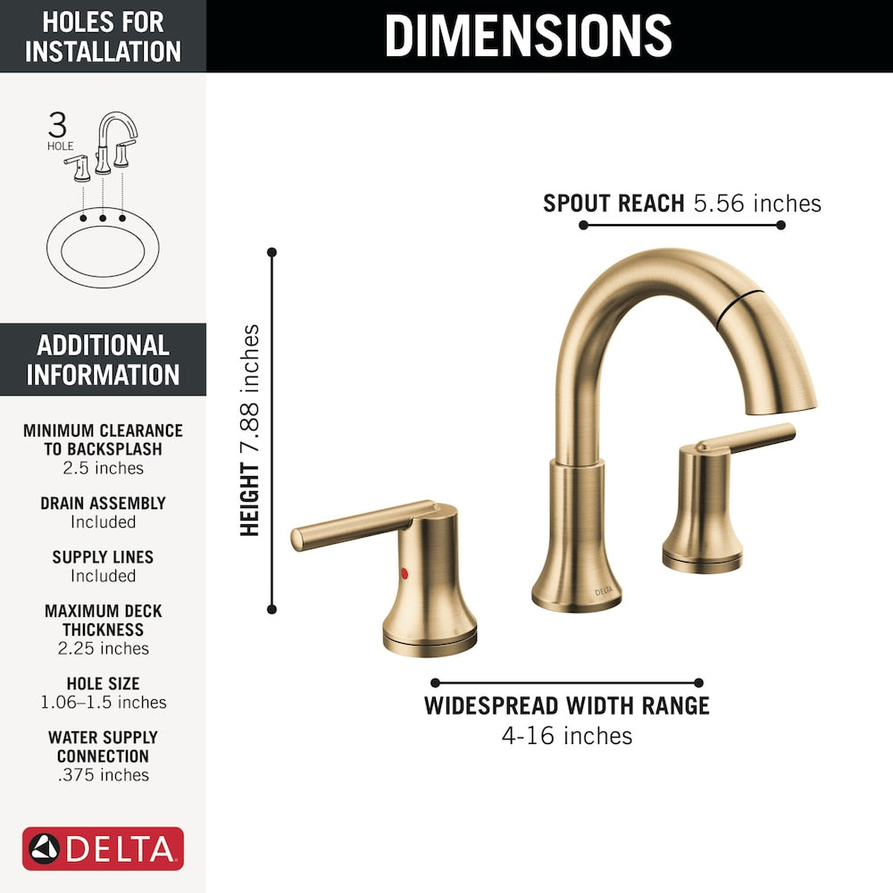 Robinet de salle de bain à deux poignées et à bec rétractable Trinsic de 8 po en bronze champagne
