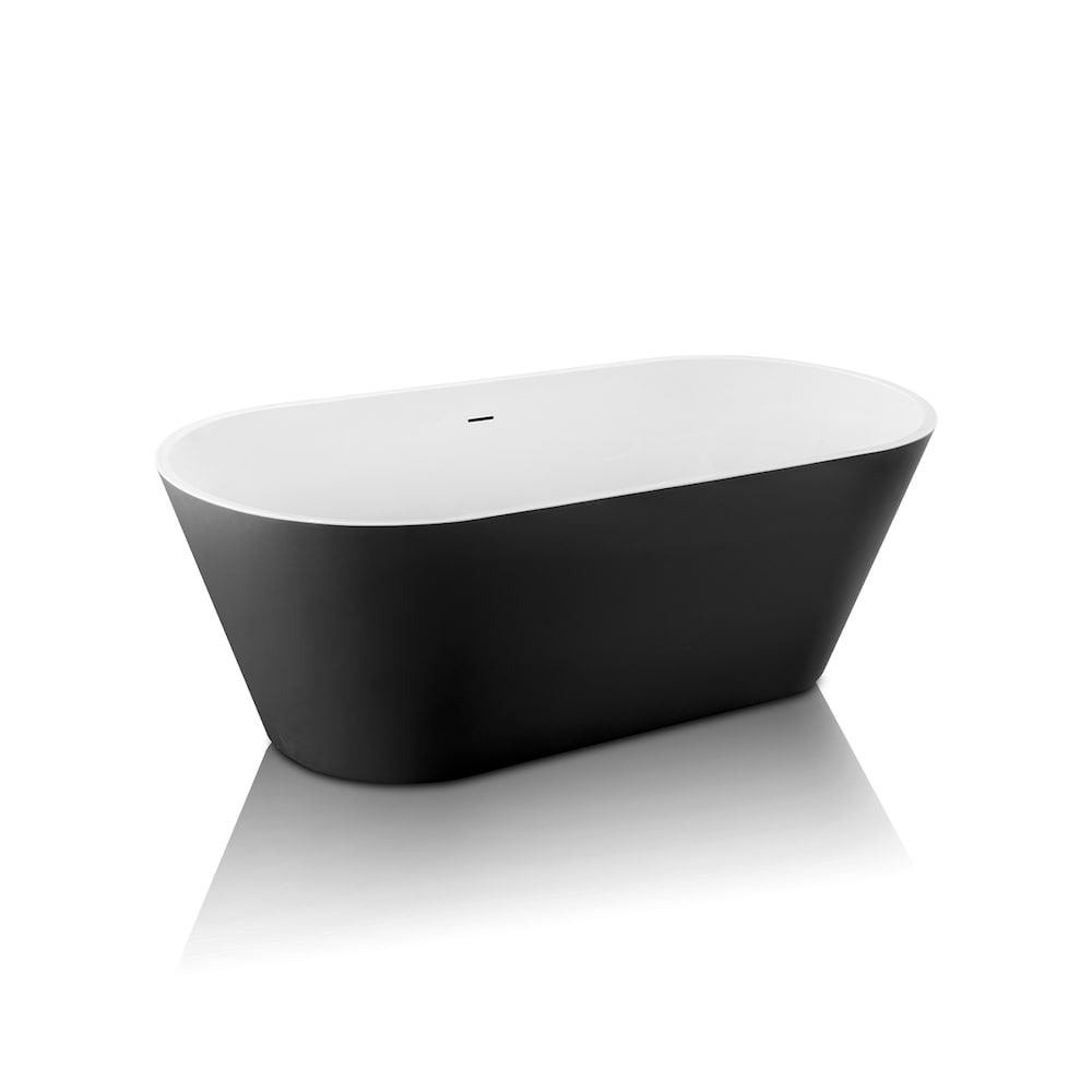 Aldine 5-ft. Acrylic Free-Standing Center Oval Bathtub in Matt Black