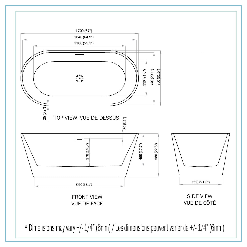 Baignoire autoportante ovale centrale en acrylique Aldine de 5,6 pi en noir mat