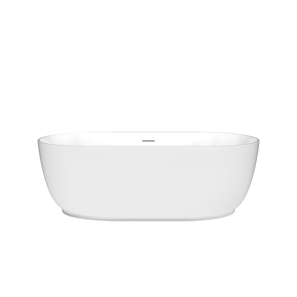 Baignoire autoportante ovale centrale en acrylique Jorimi de 5,6 pi en blanc brillant