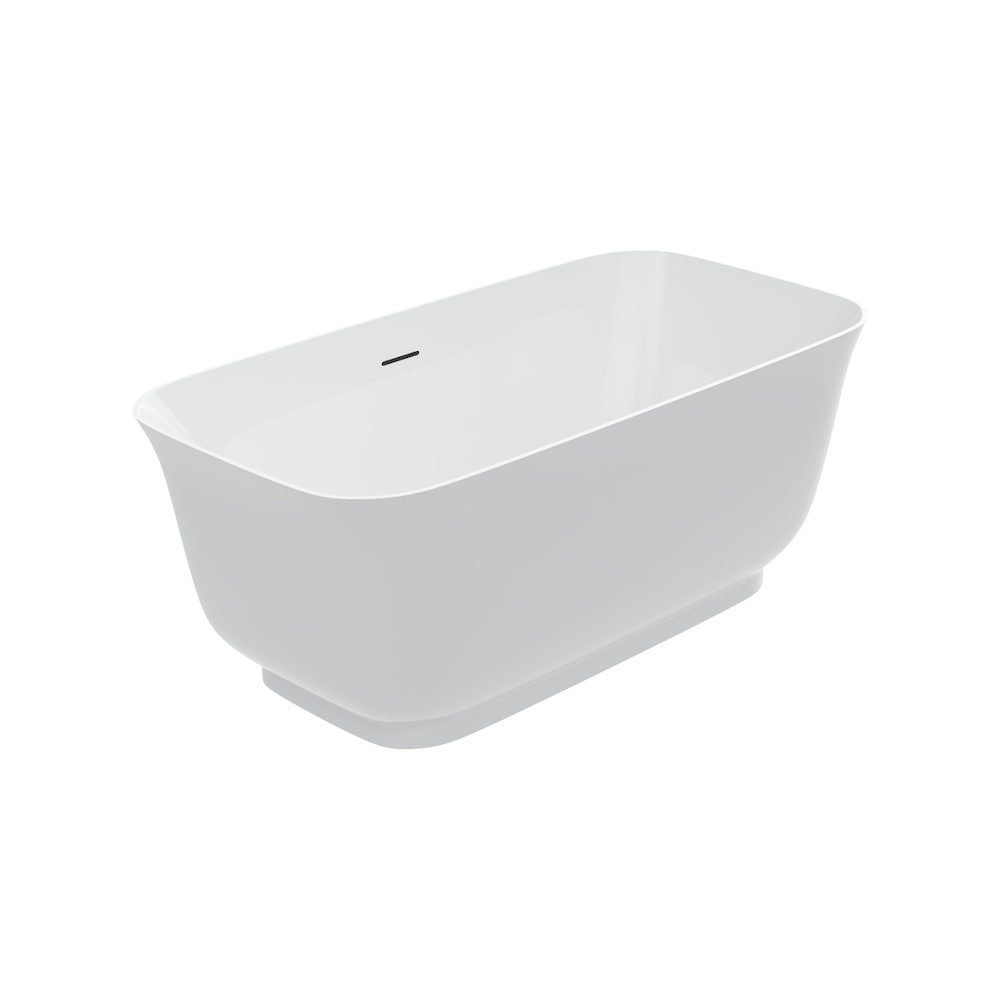 Baignoire autoportante rectangulaire centrale en acrylique Mina de 5 pieds en blanc