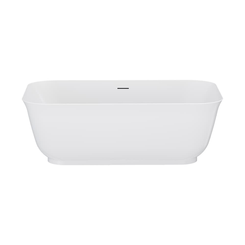 Baignoire autoportante rectangulaire centrale en acrylique Mina de 5,6 pi en blanc