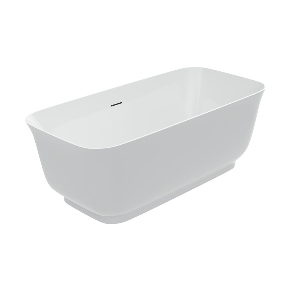 Baignoire autoportante rectangulaire centrale en acrylique Mina de 5,6 pi en blanc