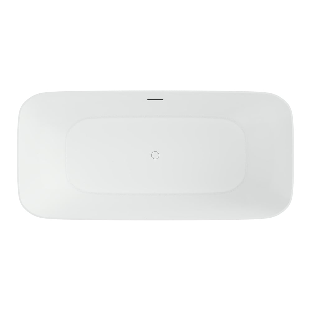 Baignoire autoportante rectangulaire centrale en acrylique Mina de 5,6 pi en blanc
