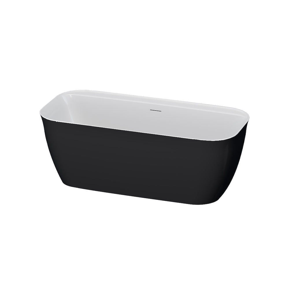 Baignoire autoportante rectangulaire centrale en acrylique Panya de 5,3 pi en noir