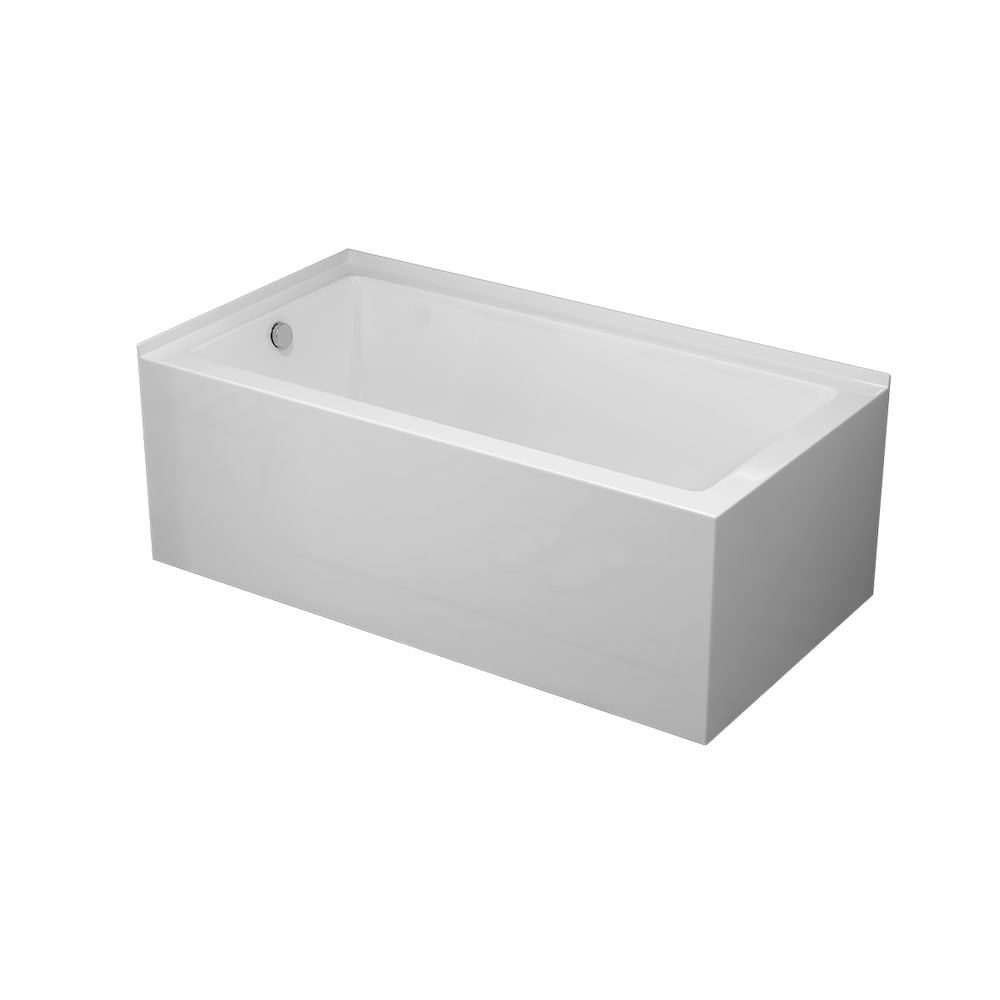 Baignoire autoportante rectangulaire en acrylique Sunna de 5 pieds, côté gauche, en blanc